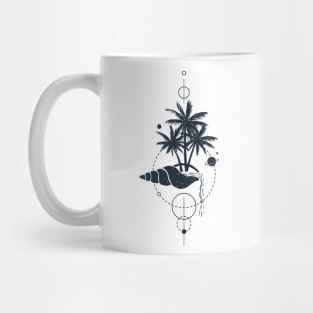 Pointy Shell. Beach, Palm Trees, Summer. Geometric, Line Art Style Mug